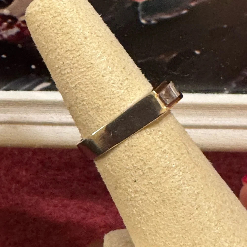 Mid-century style sterling 925 ring with baguette cut CZs